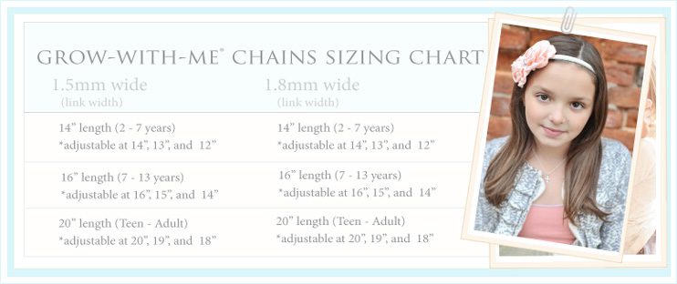A necklace chain sizing chart
