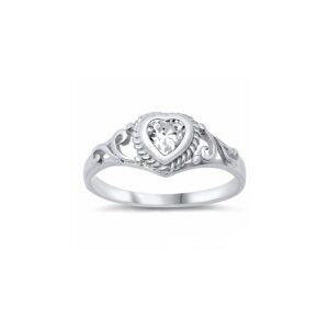Heart Scroll Baby and Child Ring - BeadifulBABY