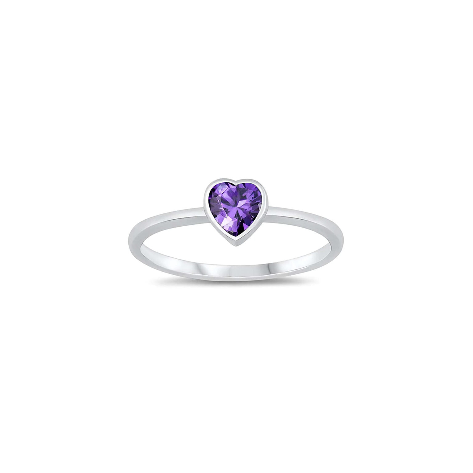 Amethyst Heart Ring Choose from Size 2, 3, and 4 BeadifulBABY