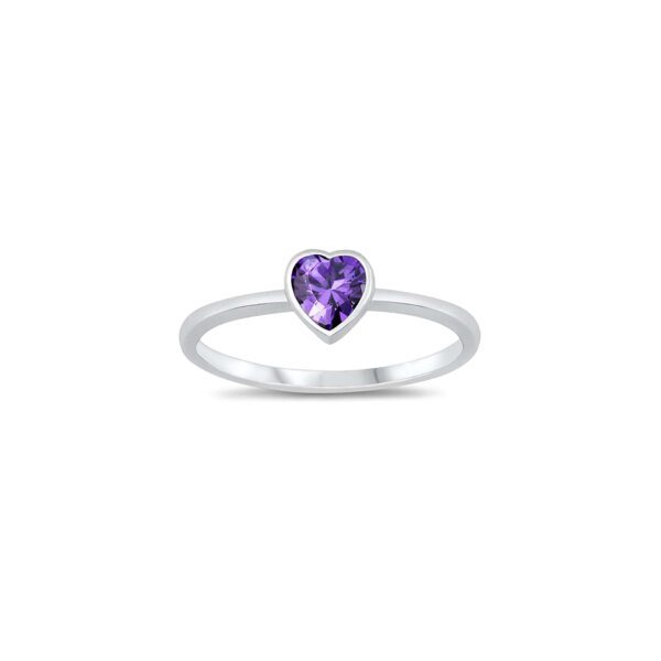 Willow Mia Amethyst CZ Toddler and Girls Heart Ring - BeadifulBABY