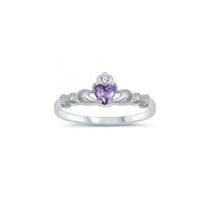 Claddagh ring for children with purple gem