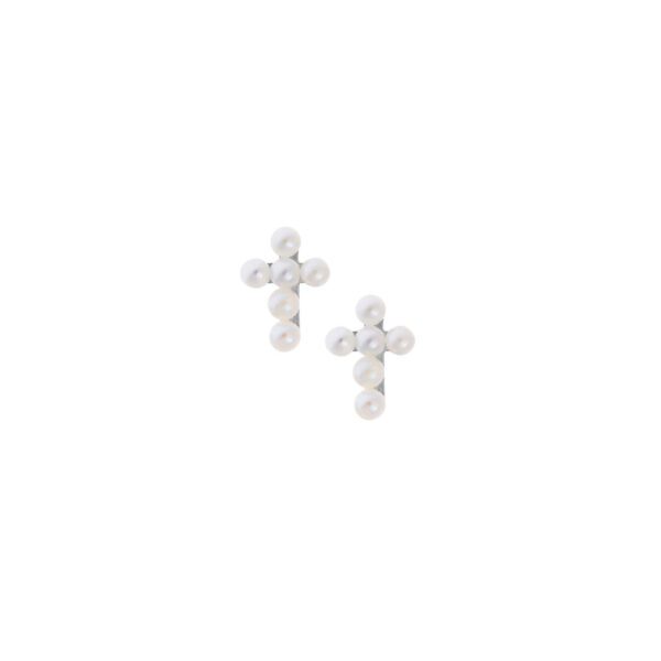 pearl cross earrings