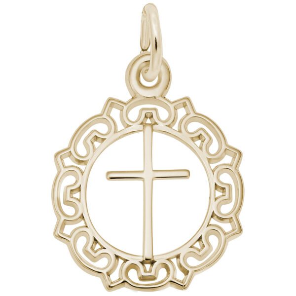 Cross with Ornate Border Charm - BeadifulBABY