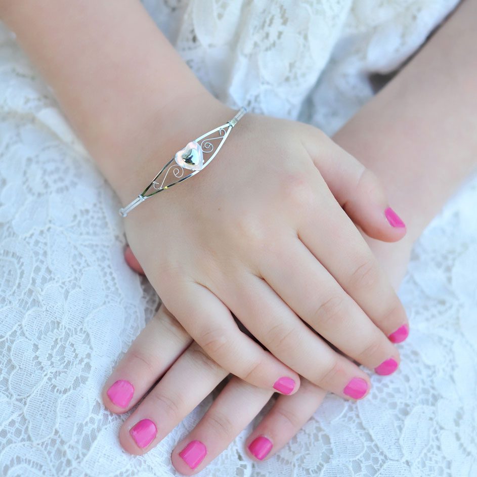 Little Girls Jewellery 925 Sterling Silver Adjustable Cultured Pearl Guardian Angel Bracelet Baby Jewelry For Girls