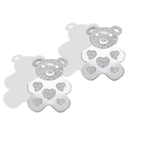 Teddy Bear Embossed Hearts Gold Earrings for Girls - BeadifulBABY