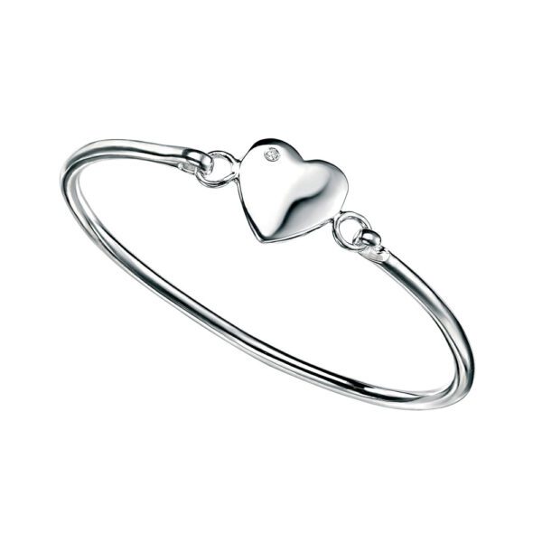 Engravable Diamond Heart Bangle Bracelet - BeadifulBABY