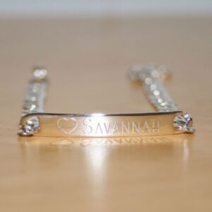 Savannah Maria Engravable Silver Girl’s Bracelet - BeadifulBABY