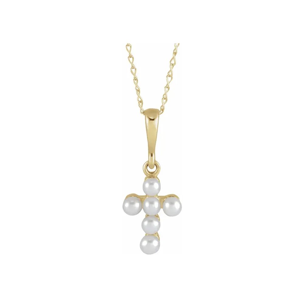 Pearl Cross Necklace for Baby/Child - BeadifulBABY
