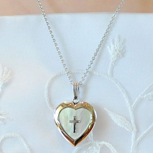Communion Mother-of-Pearl Locket for Girls - BeadifulBABY