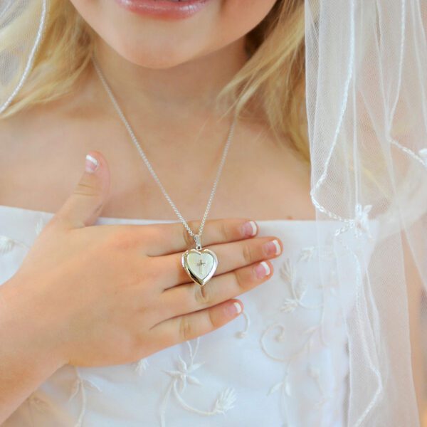 First Communion Mother-of-Pearl Locket for Girls - BeadifulBABY
