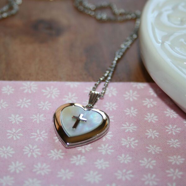 First Communion Mother-of-Pearl Locket for Girls - BeadifulBABY