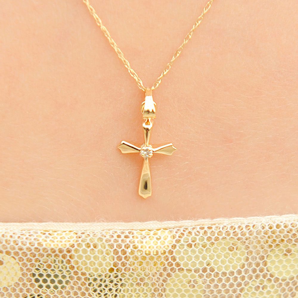 Diamond Gold Cross Necklace - BeadifulBABY