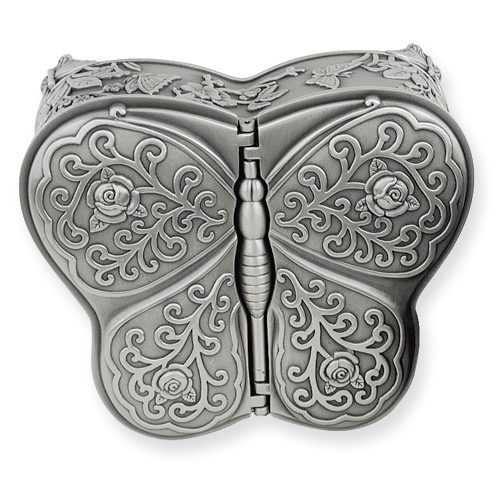 Ashley Butterfly Pewter Jewelry Box - BeadifulBABY