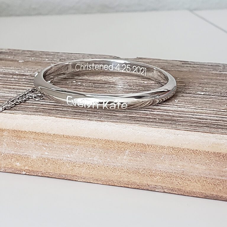 Christening Bracelet Engravable on the Inside and Outside BeadifulBABY