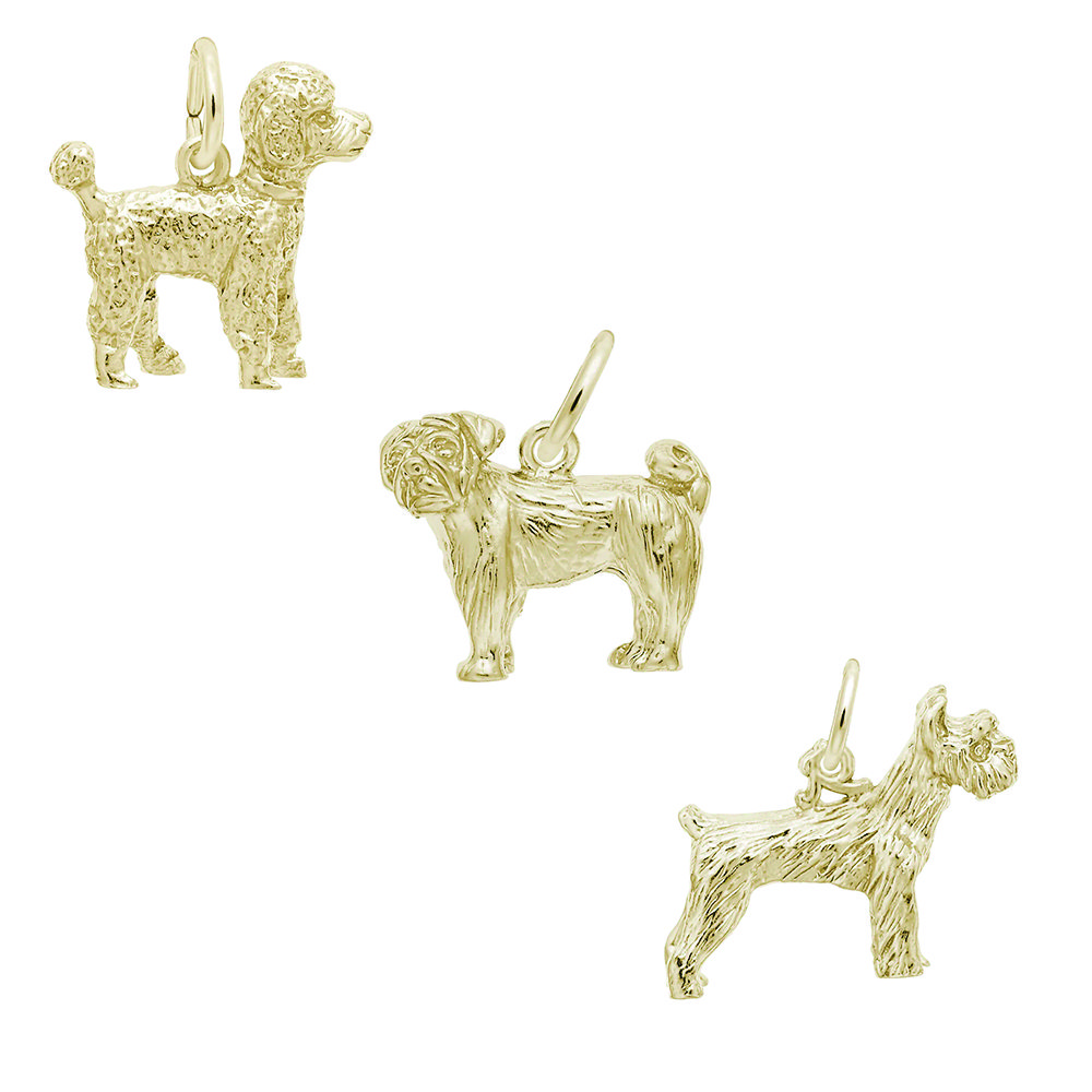 Dog Charms - Choice of Poodle, Pug, or Schnauzer - Choose from Silver or  Gold-Plate - BeadifulBABY