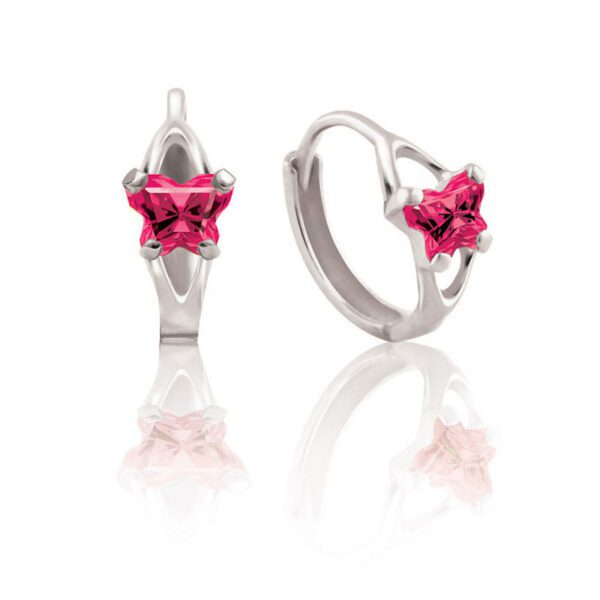 fuchsia silver huggie hoop earrings