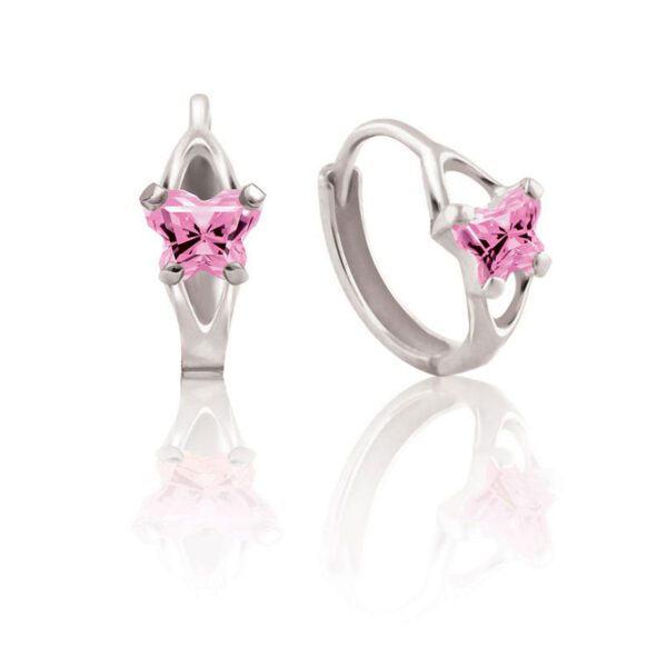 pink silver huggie hoop earrings