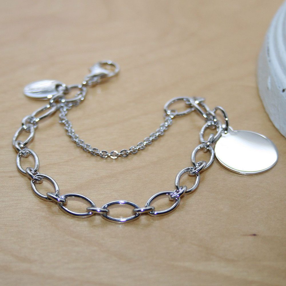 Double Chain Monogram Bracelet, Initials Bracelet or Monogram Anklet (Order  Any Initials) - Sterling Silver