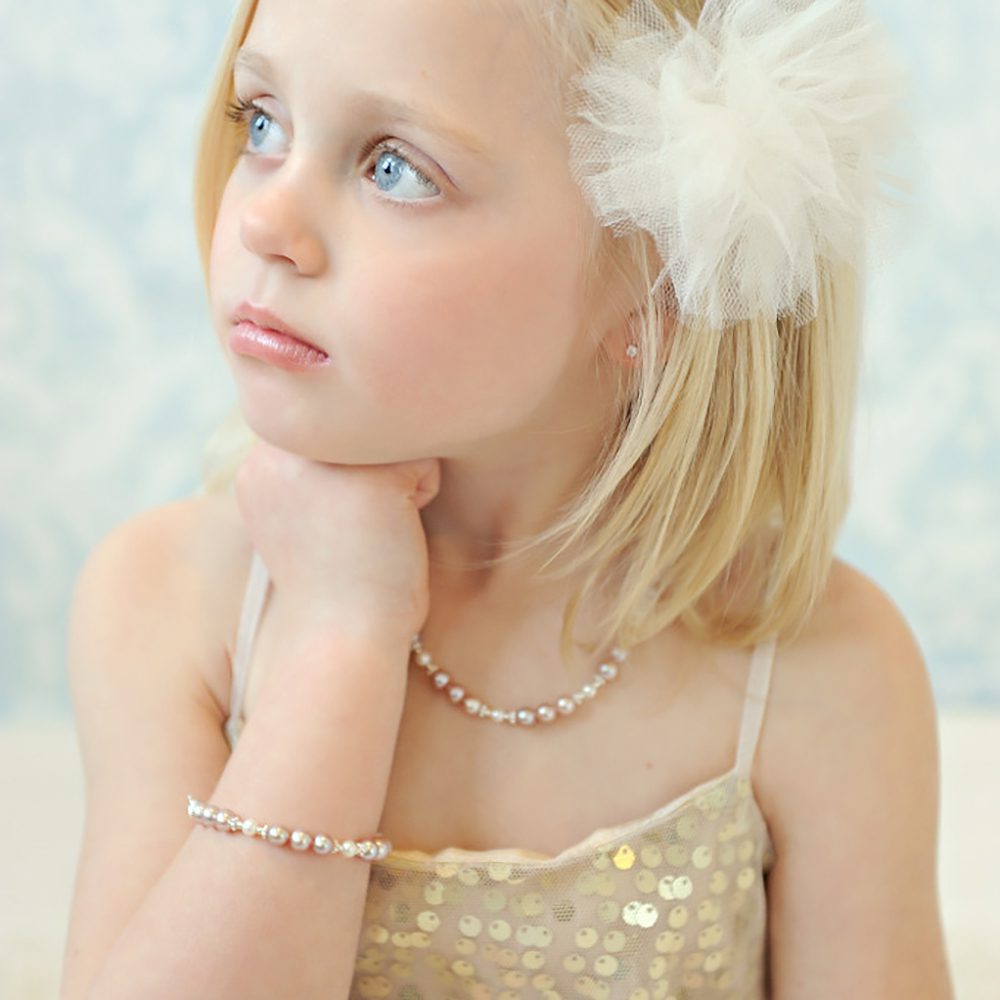 Kids Romantic Pearl Jewelry Set For Children Simulated Necklace