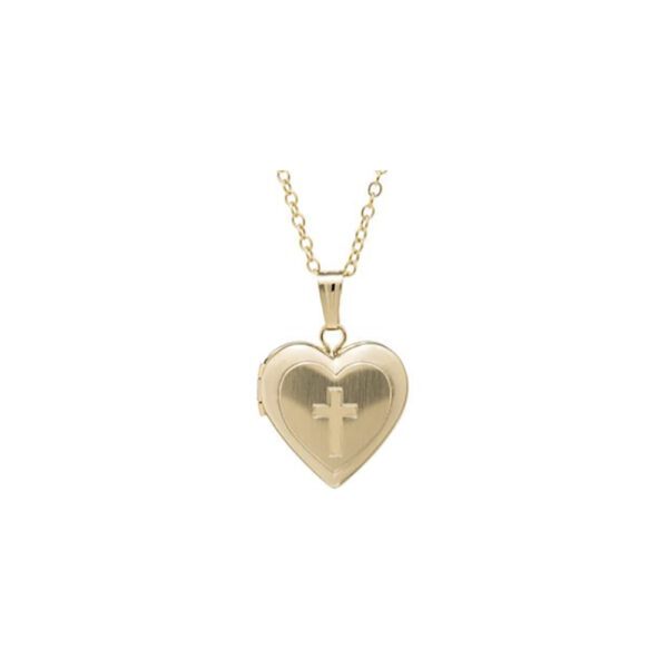 cross heart locket gold