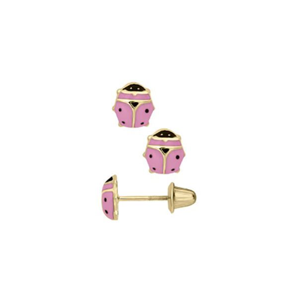 gold ladybug earrings pink