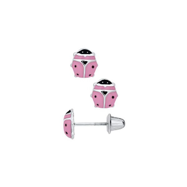 ladybug earrings pink screwback