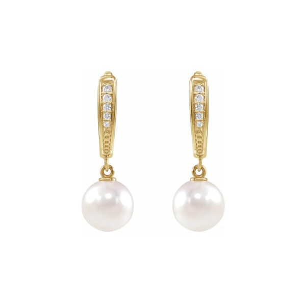 pearl dangle earrings gold front view