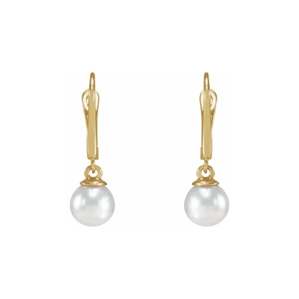 pearl leverback earrings front view