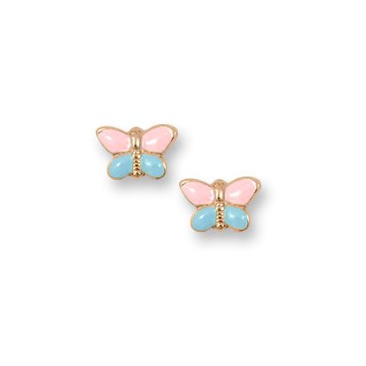 pink and blue butterfly earrings
