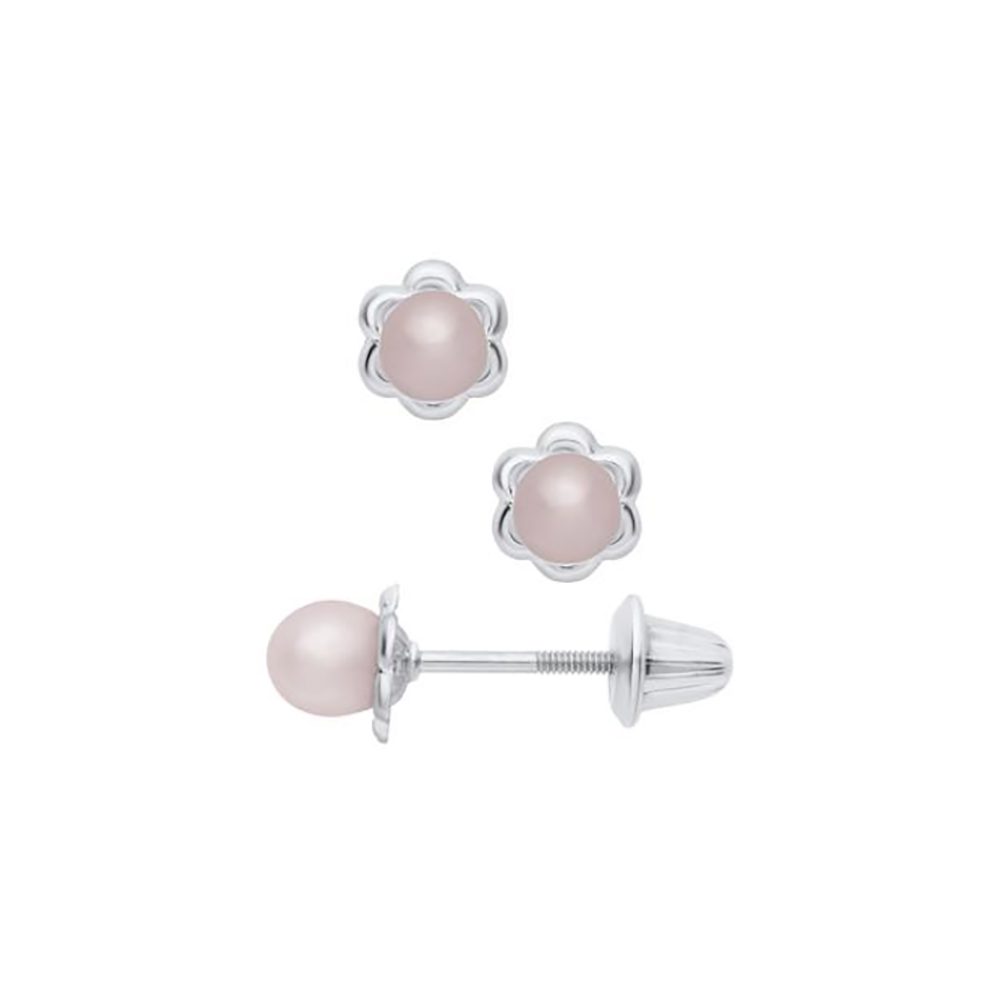 pink freshwater cultured pearl earrings in sterling silver