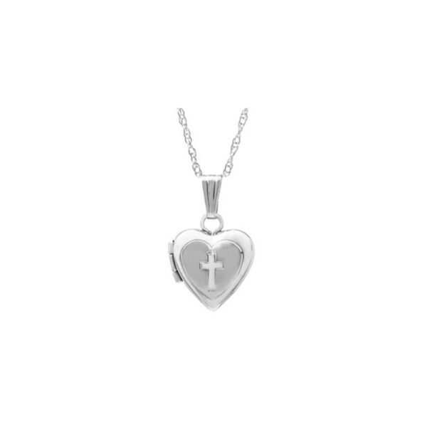 white gold heart locket with cross