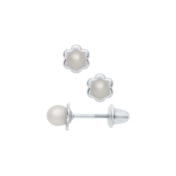 white pearl flower earrings