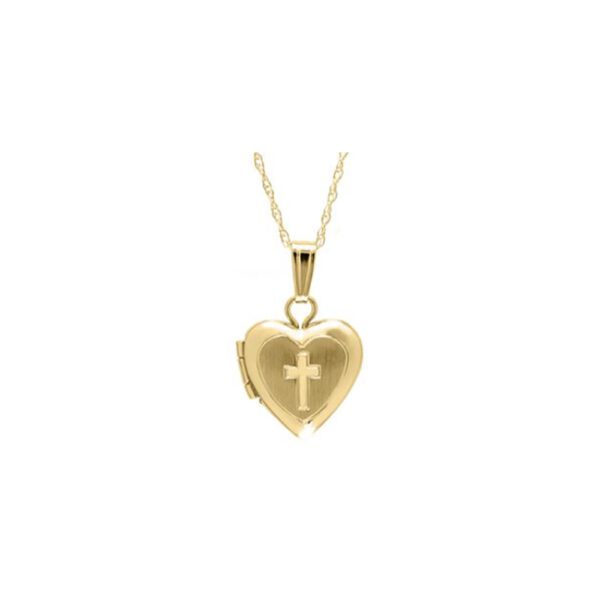 yellow gold heart locket with cross