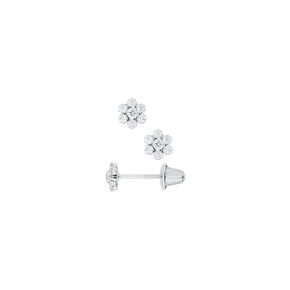 crystal clear cubic zirconia flower earrings