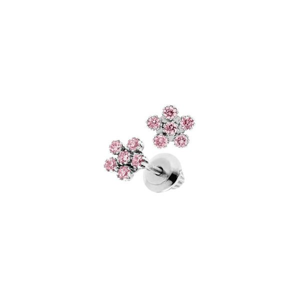 cubic zirconia flower earrings pink