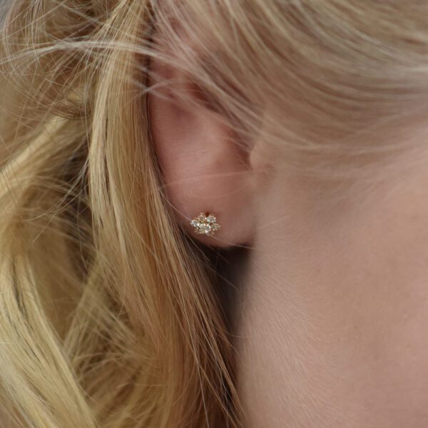 cubic zirconia flower earrings white gold