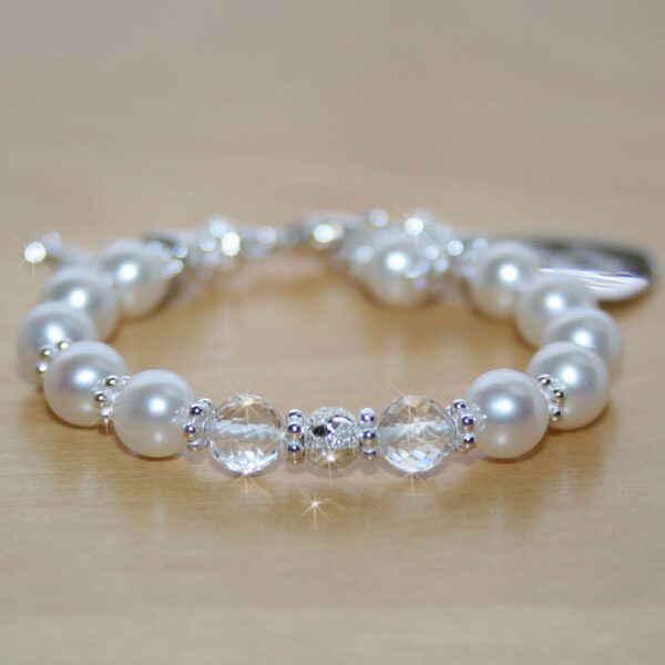 fine pearl baby bracelet white topaz gems