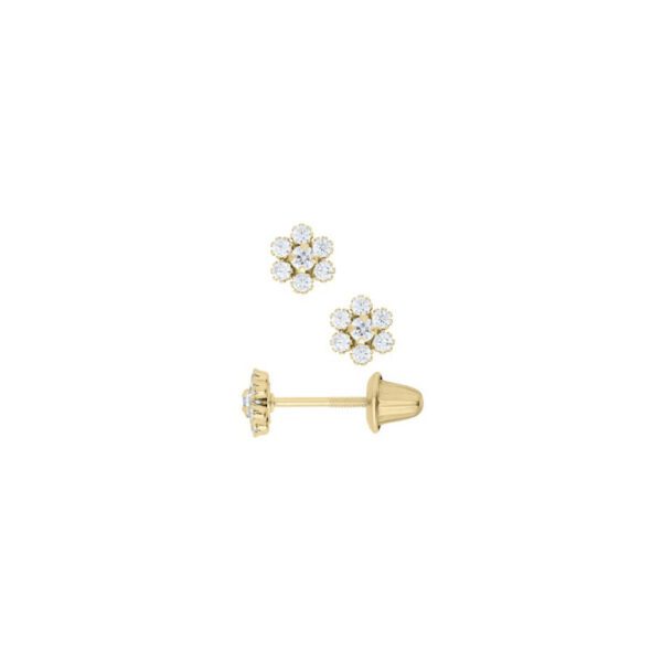 gold cubic zirconia flower earrings crystal clear