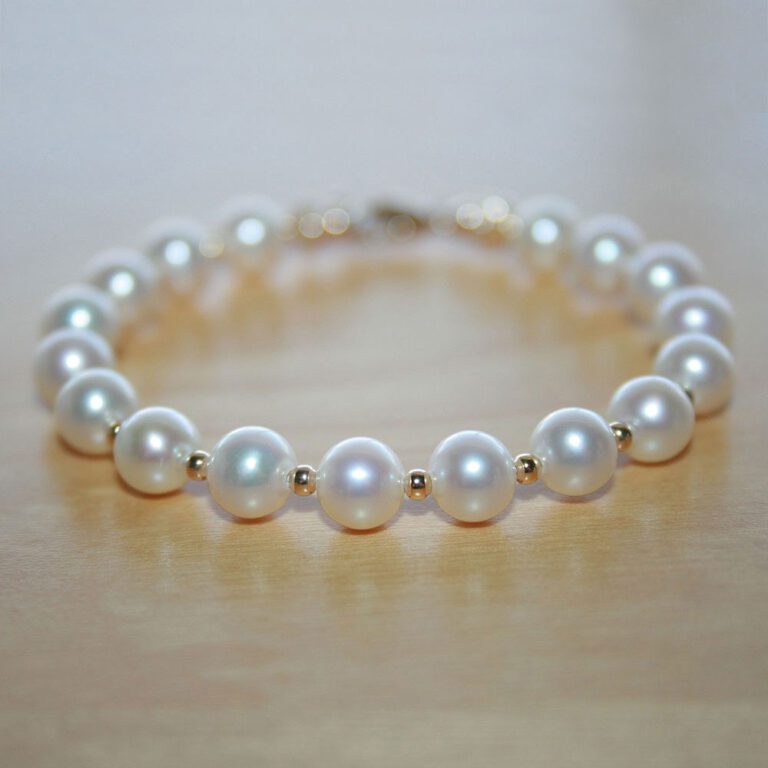 Little Girl Pearl Bracelet in Gold BeadifulBABY
