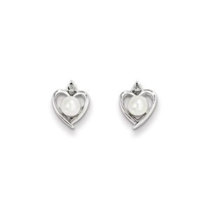 Pearl heart diamond earrings