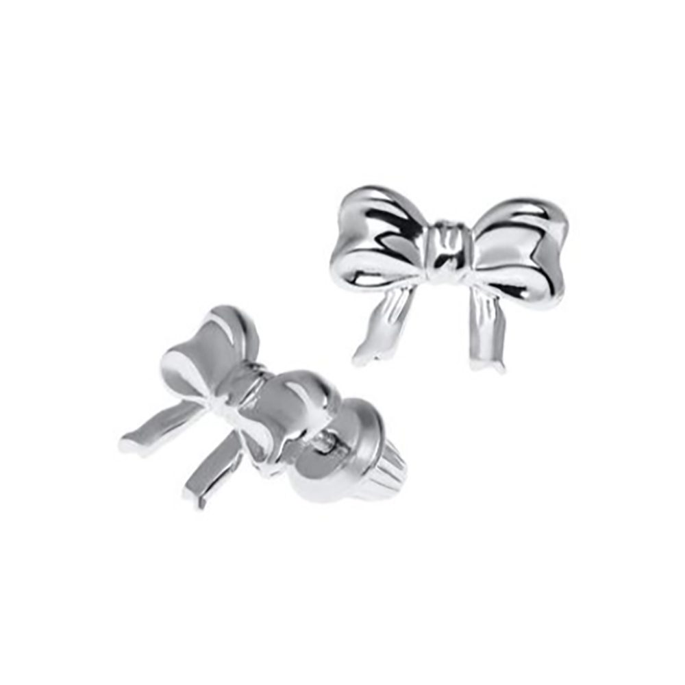 silver bow earrings