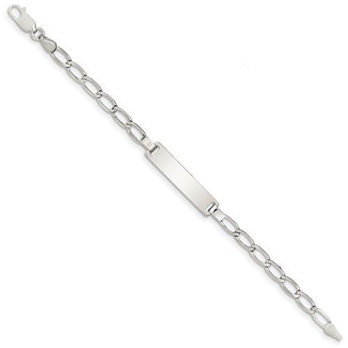 Silver boys bracelet full length on white background