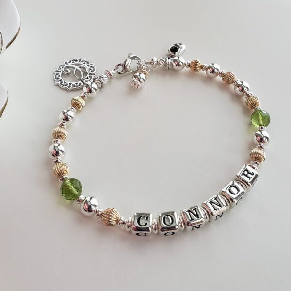 sterling silver mothers bracelet full view with charms