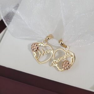 mother daughter heart pendants