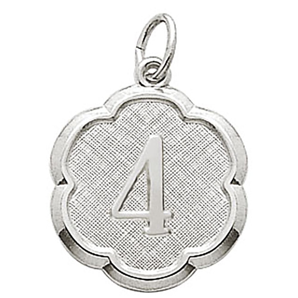 number four scalloped disc charm