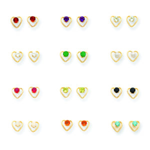 gold heart diamond earrings