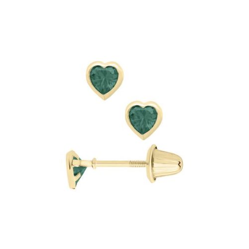 gold heart earrings with screwbacks for kids and babies