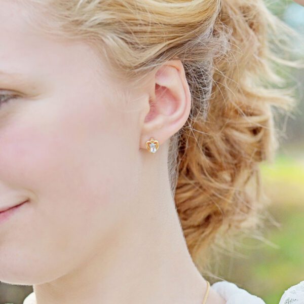 heart birthstone diamond earrings for teens