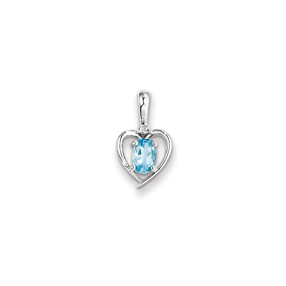 heart birthstone necklace in December blue topaz