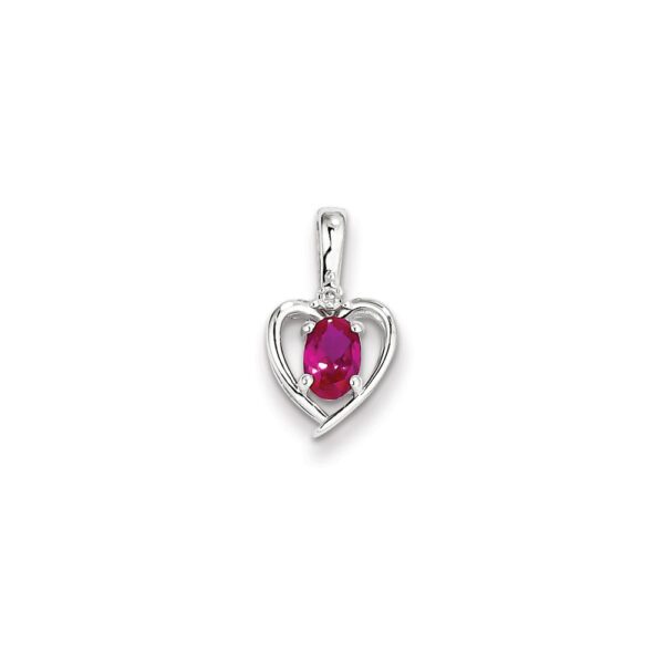 heart birthstone necklace in July ruby
